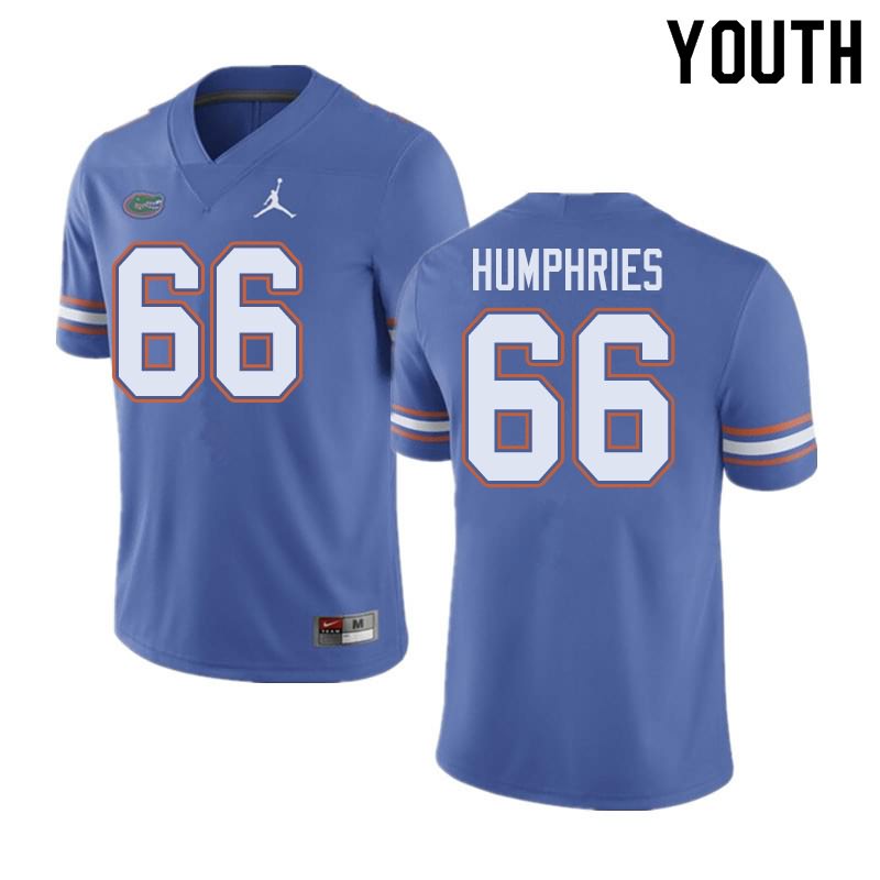 Youth NCAA Florida Gators Jaelin Humphries #66 Stitched Authentic Jordan Brand Blue College Football Jersey NBB5365YR